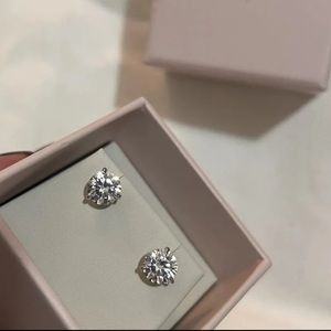 East West Gem The Harper Moissanite Studs - 3 Prongs 1.5ct NEW!